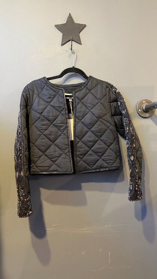 Beaded Quilted Crop Jacket
