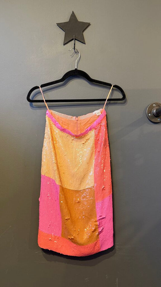 Colorblock Sequin Pencil Skirt