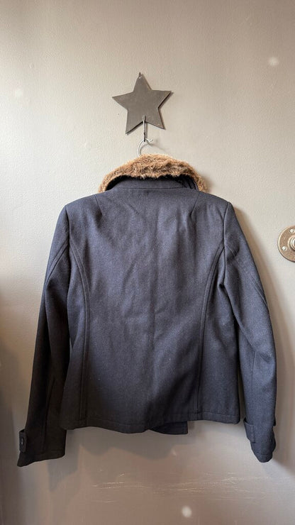 Faux Fur Collar Wool Blend Coat