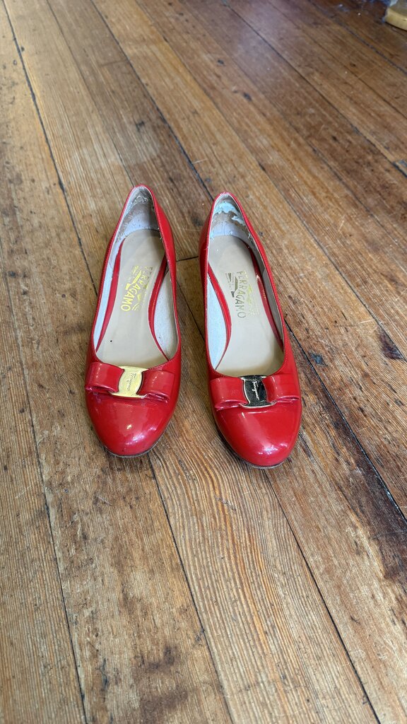 Patent Bow Block Heels