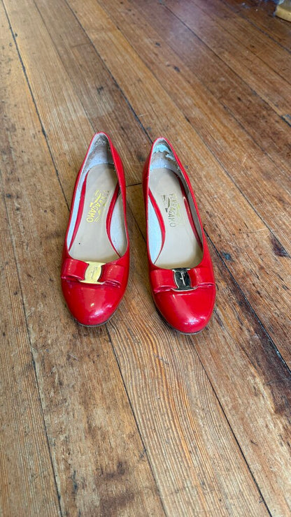 Patent Bow Block Heels