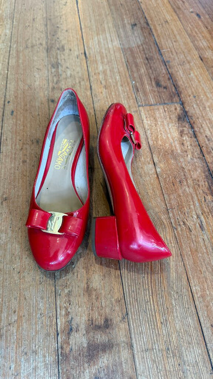 Patent Bow Block Heels