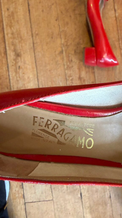 Patent Bow Block Heels