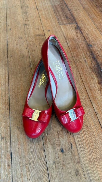 Patent Bow Block Heels