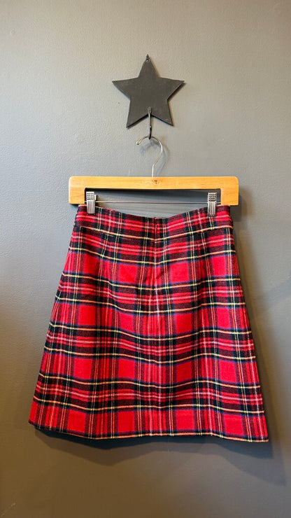 Tartan Wool Blend Aline Skirt