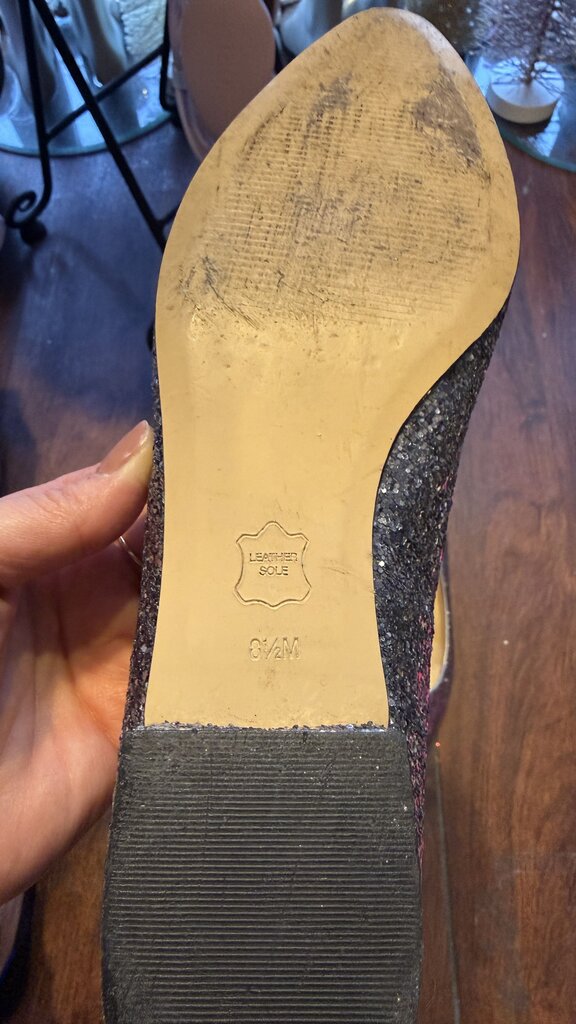 Glitter Almond Toe Mini Block Heels