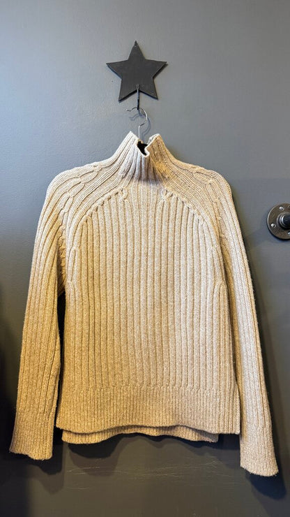 Wool Cashmere Ribbed Mockneck Sweater