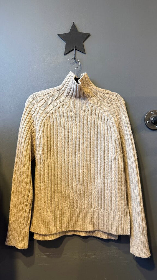 Wool Cashmere Ribbed Mockneck Sweater