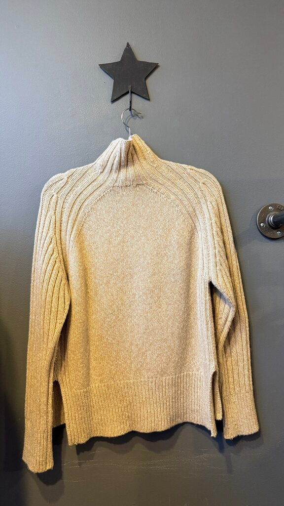 Wool Cashmere Ribbed Mockneck Sweater