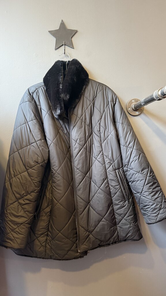 Reversible Faux Fur Puffer Coat