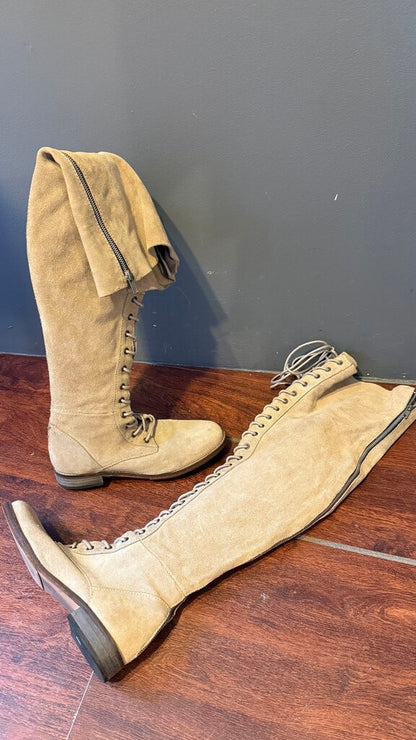 Suede Over the Knee Lace Up Boots