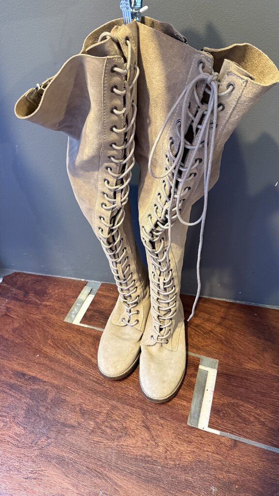 Suede Over the Knee Lace Up Boots