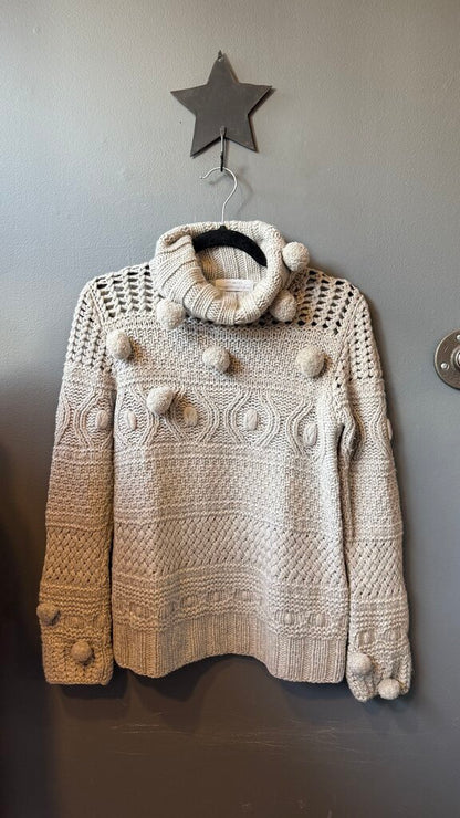 Pom Pom Cashmere Turtleneck Sweater