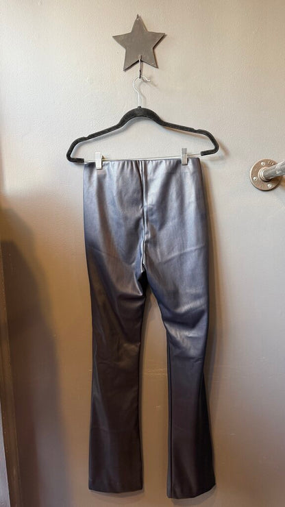 Split Hem Faux Leather Pants