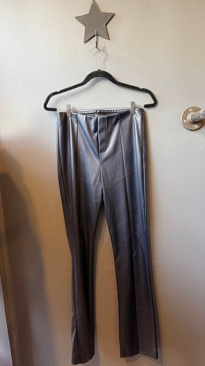 Split Hem Faux Leather Pants