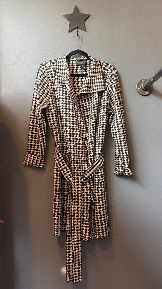 Houndstooth Long Cardigan Sweater