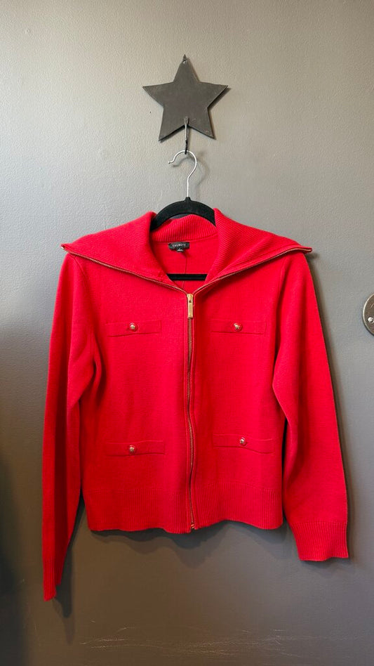 Zip Up Collared Cardigan Sweater