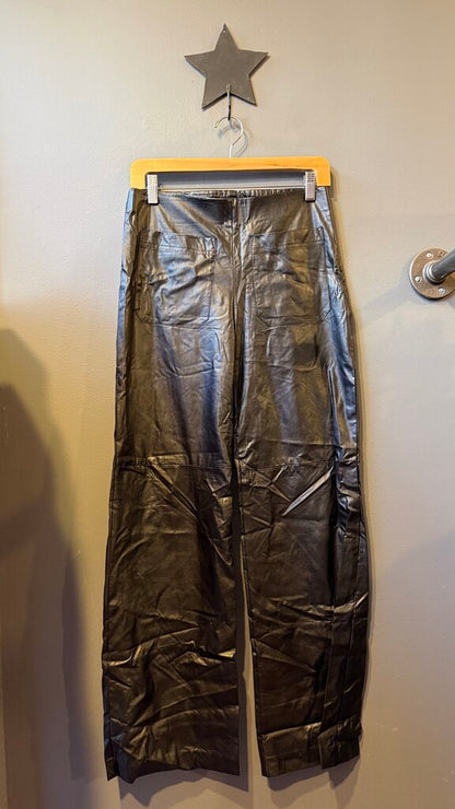 Wide Leg Faux Leather Pants