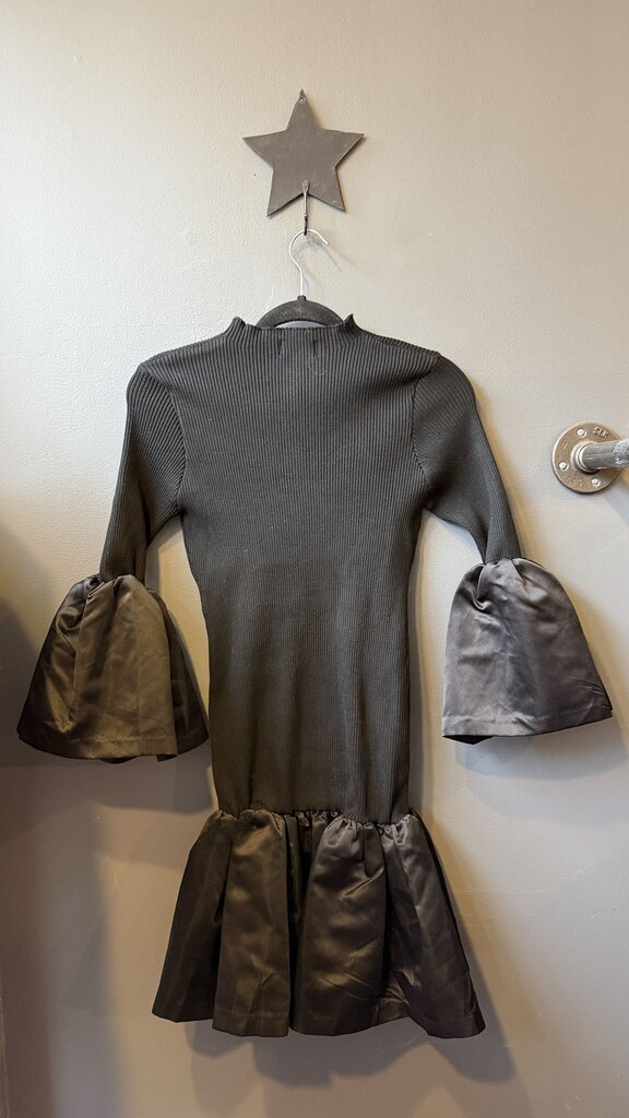 Ribbed Ruffle Hem Dress