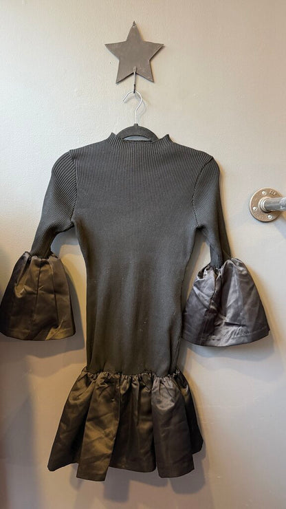 Ribbed Ruffle Hem Dress