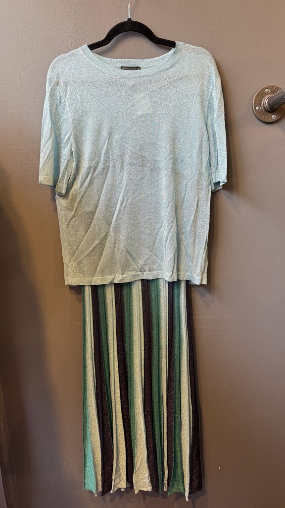 Shimmer Pleated Midi Skirt + Top