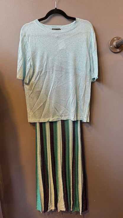 Shimmer Pleated Midi Skirt + Top