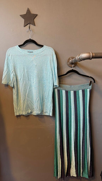 Shimmer Pleated Midi Skirt + Top