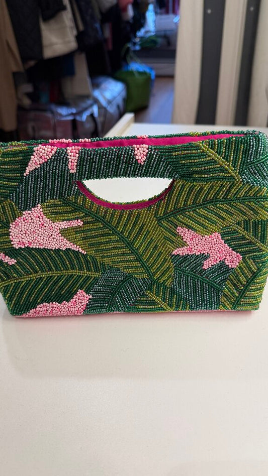 Beaded Leaf Clutch
