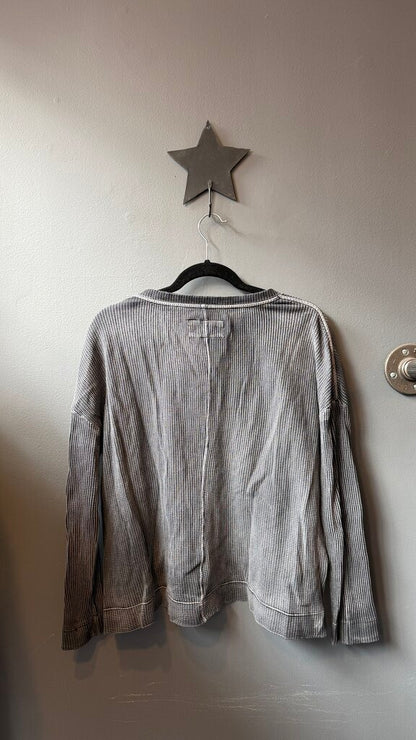 Waffle Vneck Longsleeve Tee