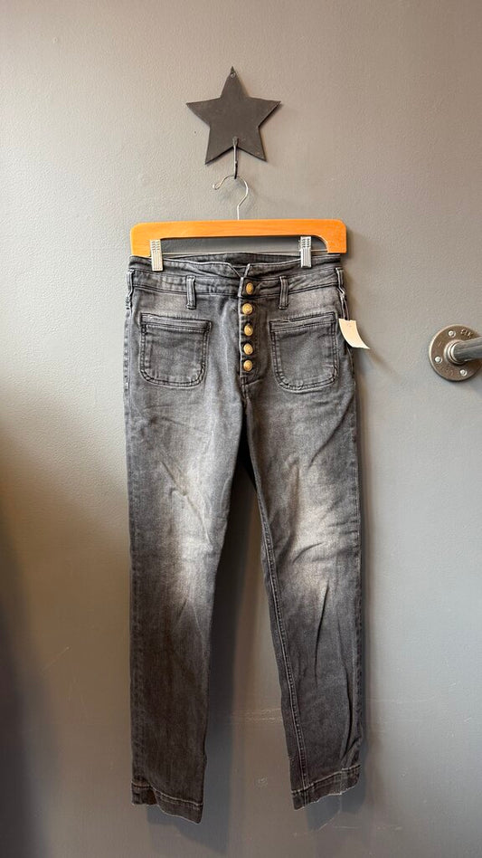 High Rise Slim Button Fly Jeans