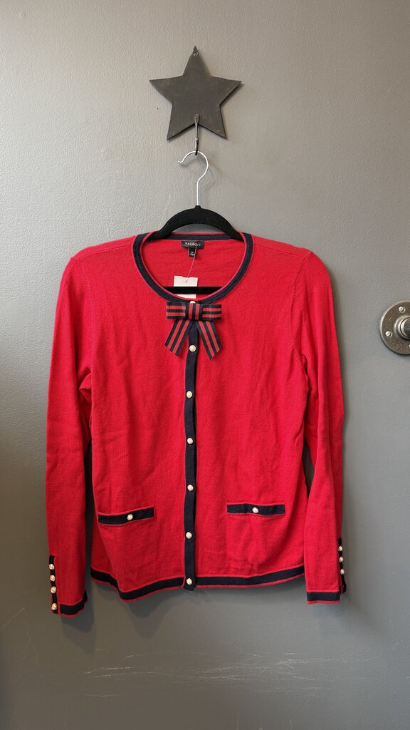 Bow Pearl Button Cardigan Sweater