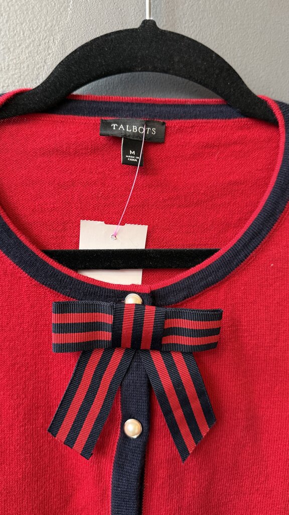 Bow Pearl Button Cardigan Sweater