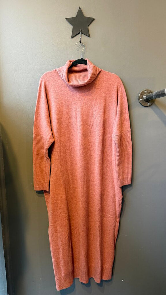 Merino Wool Turtleneck Midi Sweater Dress