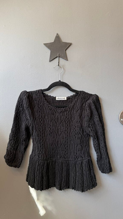 Cotton Crochet Peplum Sweater