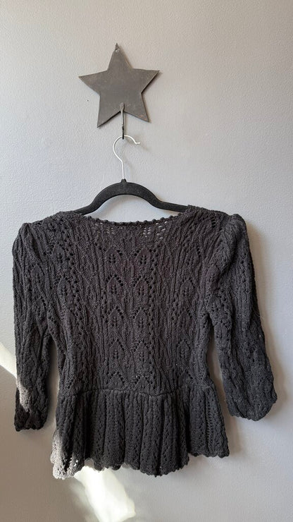 Cotton Crochet Peplum Sweater