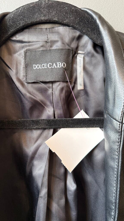 Faux Leather Collarless Jacket