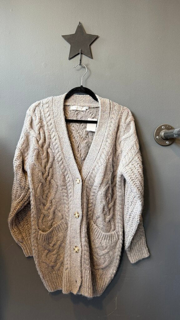 Chunky Cableknit Long Cardigan Sweater