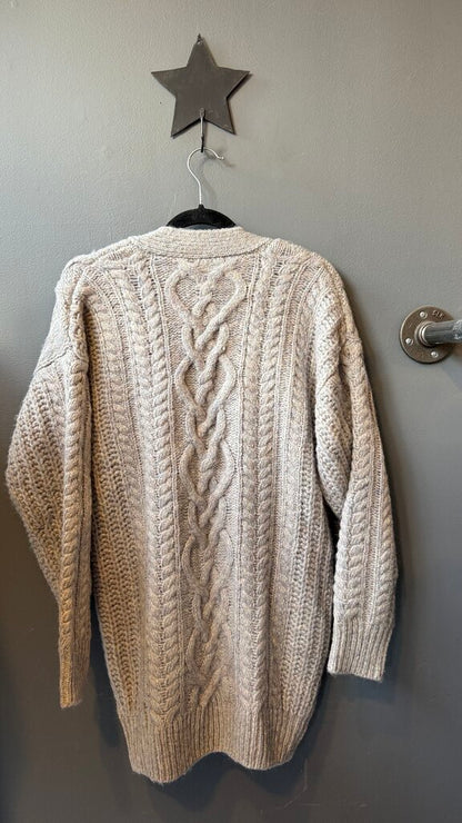 Chunky Cableknit Long Cardigan Sweater