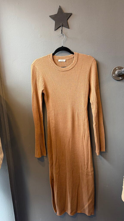 Ribbed Merino Blend Midi Sweater Dress