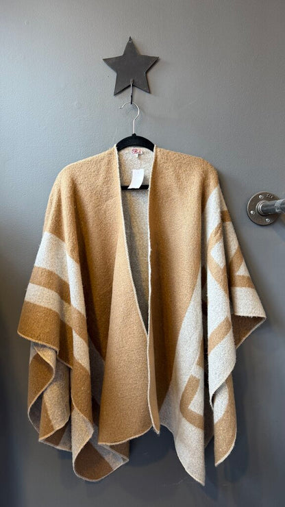 Stripe Detail Poncho Cape