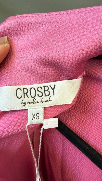 Crepe Satin Bow Pearl Button Blouse