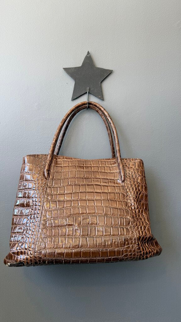 Croc Embossed Satchel Tote