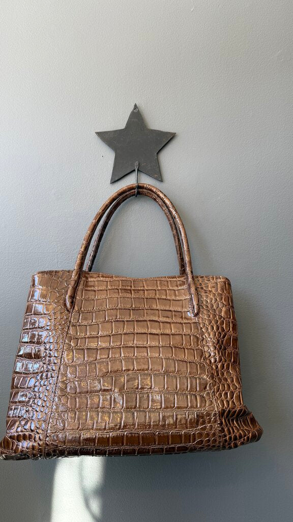 Croc Embossed Satchel Tote