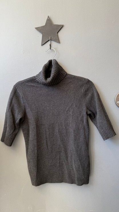Wool Cashmere Short Sleeve Turtleneck Sweater
