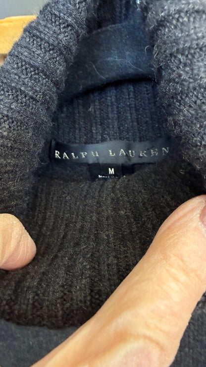 Wool Cashmere Short Sleeve Turtleneck Sweater