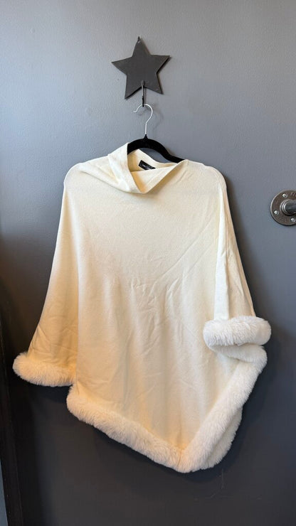 Faux Fur Trim Poncho