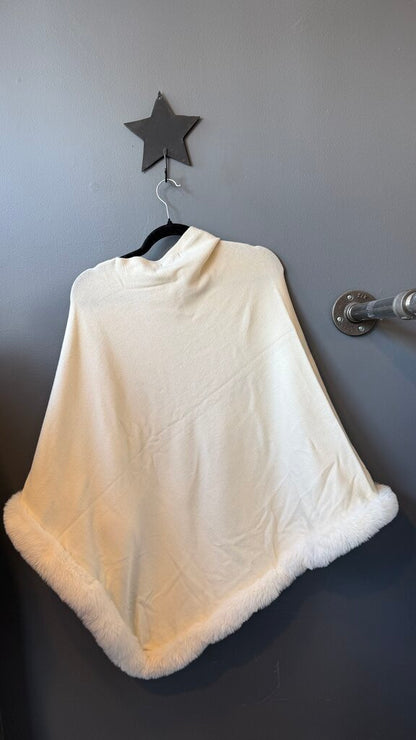 Faux Fur Trim Poncho