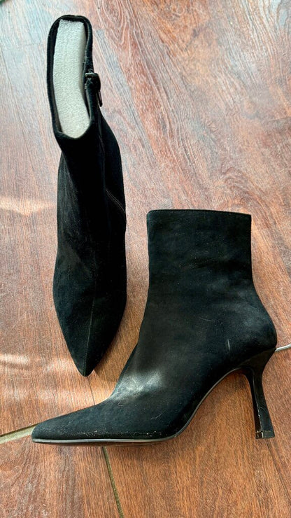 Faux Suede Pointed Ankle Boots