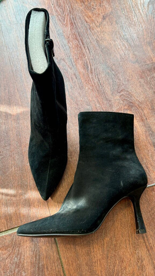 Faux Suede Pointed Ankle Boots