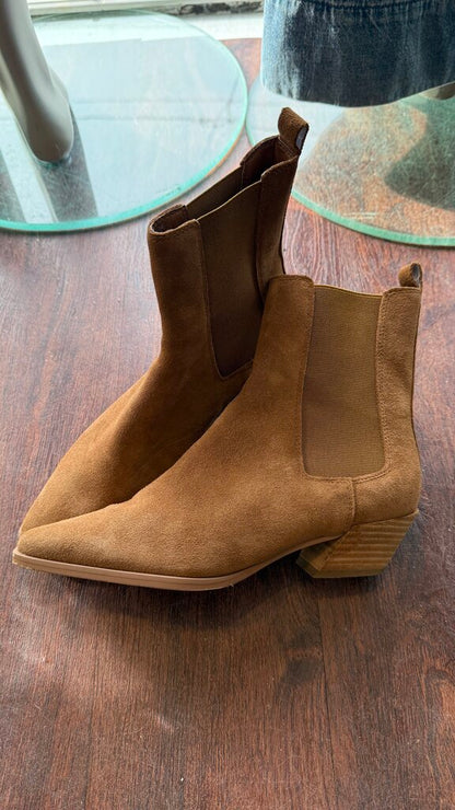 Square Toe Faux Suede Booties